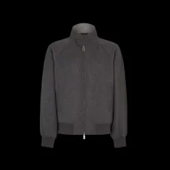 Blouson Bomber FENDI cachemire gris logo FF embossé dos