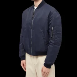 Blouson Bomber LOEWE nylon bleu marine Anagramme dos cuir