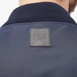 Blouson Bomber LOEWE nylon bleu marine Anagramme dos cuir