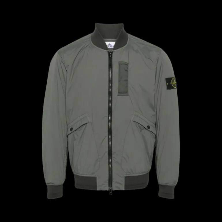 Blouson bomber STONE ISLAND nylon kaki patch Compass