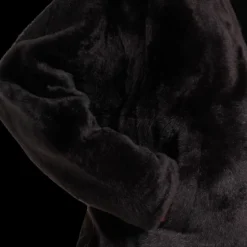 Blouson capuche YVES SALOMON peau lainée agneau shearling marron chocolat