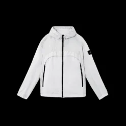 Blouson coupe-vent à capuche STONE ISLAND nylon reps déperlant gris