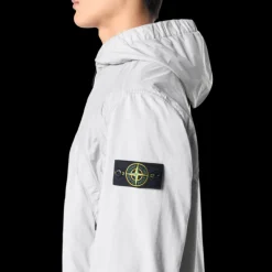 Blouson coupe-vent à capuche STONE ISLAND nylon reps déperlant gris