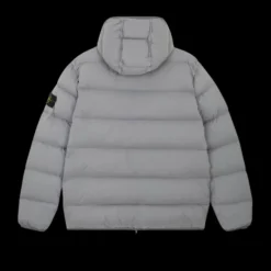 Blouson doudoune STONE ISLAND à capuche nylon déperlant gris mat