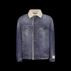 Blouson jean DOLCE & GABBANA denim bleu col mouton écru Réédition