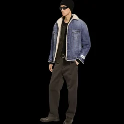 Blouson jean DOLCE & GABBANA denim bleu col mouton écru Réédition