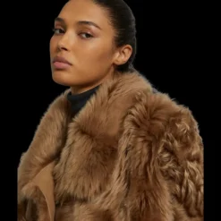 Blouson Veste crochet YVES SALAMON Toscane couleur sarrasin camel