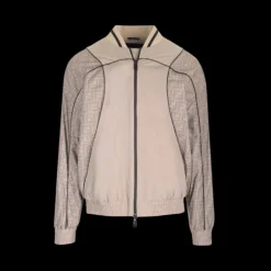 blouson veste zippée FENDI nylon beige monogramme FF