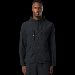 Blouson zippé à capuche STONE ISLAND Ghost nylon noir badge noir
