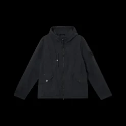 Blouson zippé à capuche STONE ISLAND Ghost nylon noir badge noir