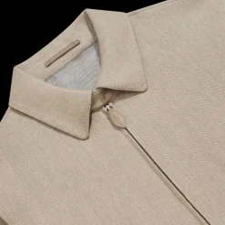 Blouson zippé BERLUTI à col chemise lin beige naturel