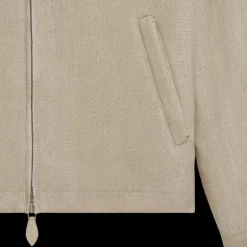 Blouson zippé BERLUTI à col chemise lin beige naturel