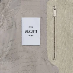 Blouson zippé BERLUTI à col chemise lin beige naturel