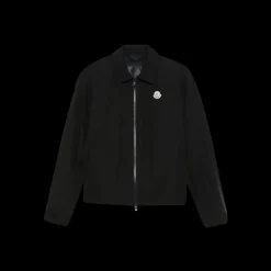 Blouson zippé MONCLER col chemise Evandro nylon noir