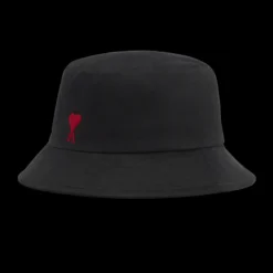 Bob AMI Paris gabardine de coton peau de pêche noir cœur rouge