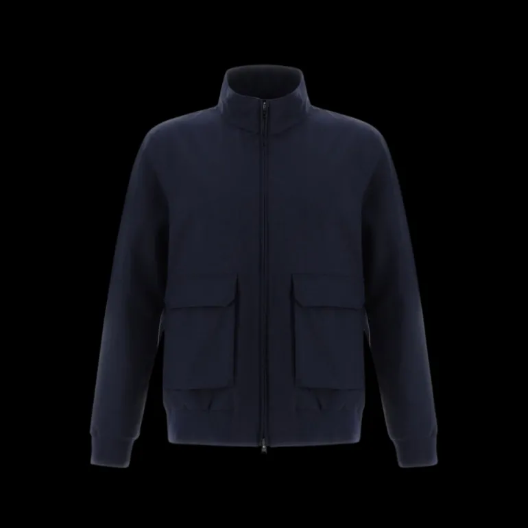 Bomber en laine HERNO Storm System® bleu marine poches