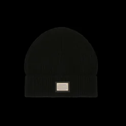 Bonnet cachemire noir Plaque métal logo DG