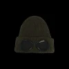 Bonnet CP COMPANY laine côtelée kaki lunettes