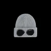 Bonnet CP COMPANY laine côtelée gris chiné lunettes