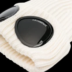 Bonnet CP COMPANY laine côtelée écrue lunettes
