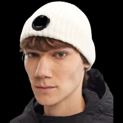 Bonnet CP COMPANY Lentille Laine Mérinos Extra Fine Blanc