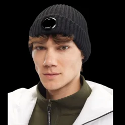 Bonnet CP COMPANY Lentille Laine Mérinos Extra Fin Noir