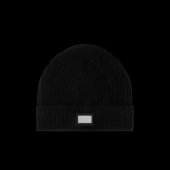 Bonnet DOLCE & GABBANA laine cachemire noir plaque métal logo