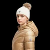 Bonnet MONCLER laine cachemire torsade écru pompon marron