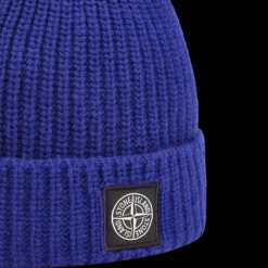 Bonnet STONE ISLAND laine vierge bleu électrique Rose des vents Revers