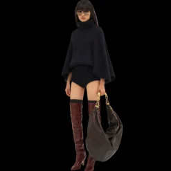 Bottes Cuissardes CHLOE Eve cuir veau brillant marron foncé