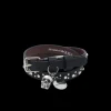 Bracelet double ALEXANDER MCQUEEN Tour Skull cuir noir tête de mort clous