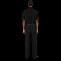 BURBERRY Chemise manche courte coton noir broderie chevalier équestre