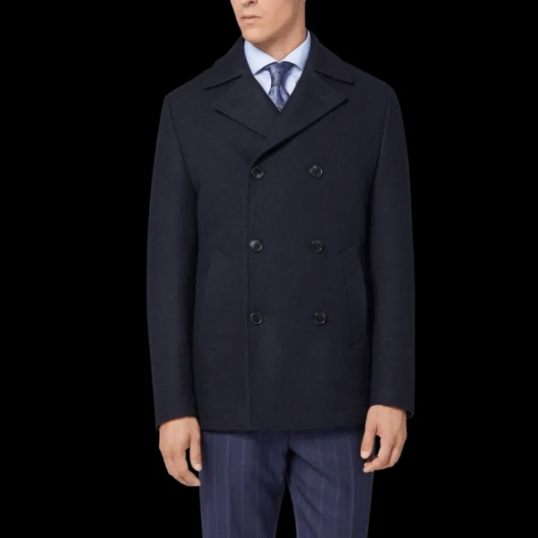 Caban CORNELIANI Peacoat laine vierge double face bleu marine