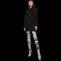 Caban DOLCE & GABBANA court crêpe viscose laine noir logo DG