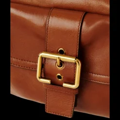 Camera bag porté épaule cuir buffle brillant camel