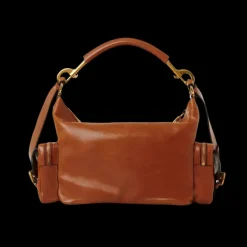 Camera bag porté épaule cuir buffle brillant camel