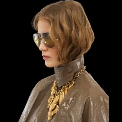 Cape CHLOE courte coton laqué brillant marron kaki