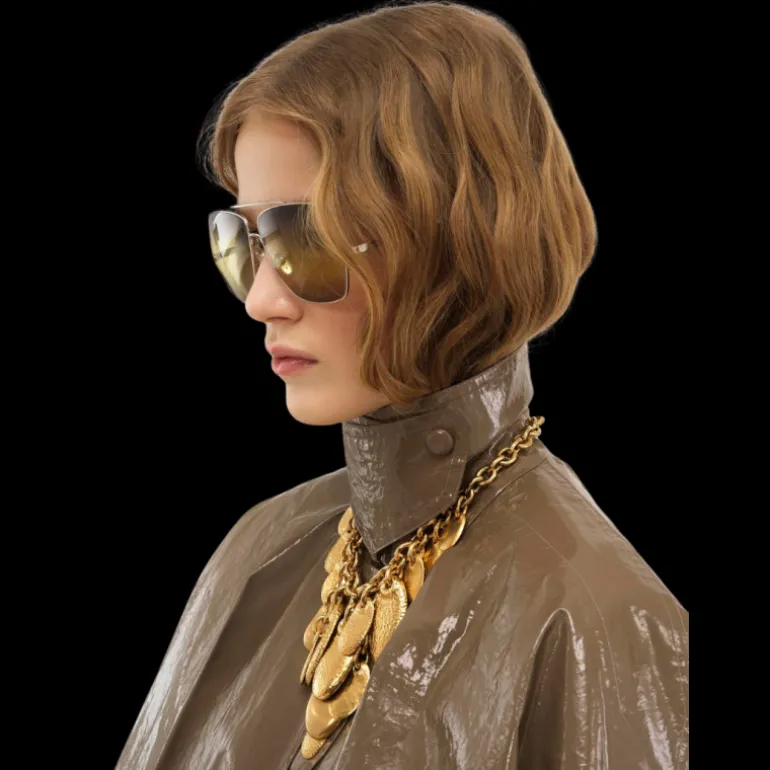 Cape CHLOE courte coton laqué brillant marron kaki