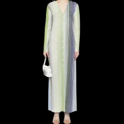 Cardigan bouton long MISSONI Col V viscose lamé rayure vert bleu paillettes