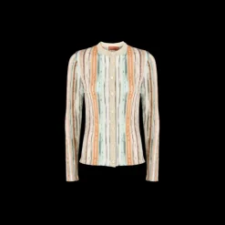Cardigan bouton slim MISSONI viscose lamé rayure doré orange