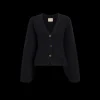 Cardigan boutons KHAITE Scarlett cachemire noir poches plaquées