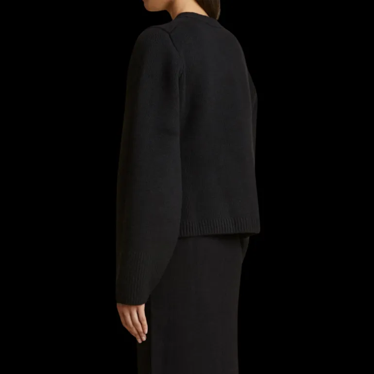 Cardigan boutons KHAITE Scarlett cachemire noir poches plaquées