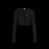 Cardigan court MAGDA BUTRYM jersey noir fleurs épaule