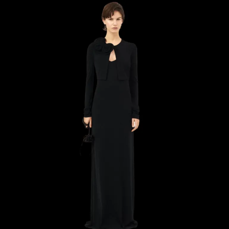 Cardigan court MAGDA BUTRYM jersey noir fleurs épaule