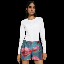 Cardigan DOLCE & GABBANA boutons col rond cachemire soie écru dentelle