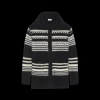 Cardigan long SAINT LAURENT Gilet BAJA capuche Mohair rayures noir blanc