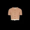 Cardigan MAGDA BUTRYM court manche courte cachemire beige ourlet dentelle crochet