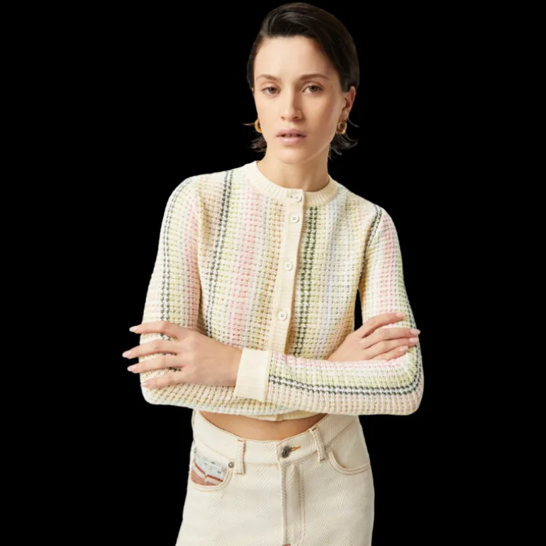 Cardigan MISSONI col rond à boutons Caperdoni multicolore jaune