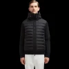 Cardigan MONCLER matelassé bi matière laine nylon noir poche manche