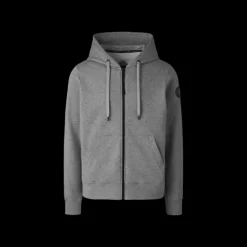 Cardigan Sweat à capuche zippé CANADA GOOSE Huron coton gris chiné